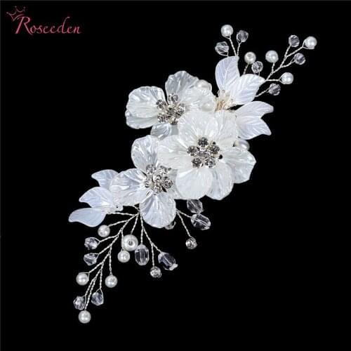 Floral Clear Rhinestones Crystal Pearls Wedding Hair Comb Bridesmaids Bridal Hairpin Headpieces Hair accessories RE3189