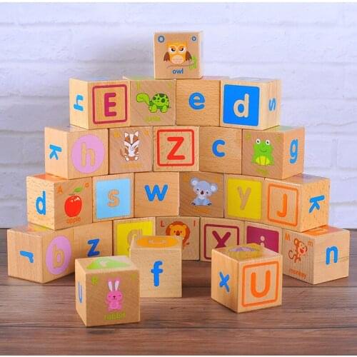 Kids Wooden Montessori Materials Letters Blocks Educational Toys For Children Learning Teaching AIDs Toy 0-36 Months Stack Brick
