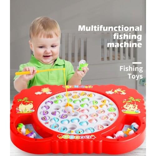 Electric Musical Rotating Fishing Toy Children Board Play Fish Game Magnetic Fish Outdoor Sports Educational Toys For Boys Girls