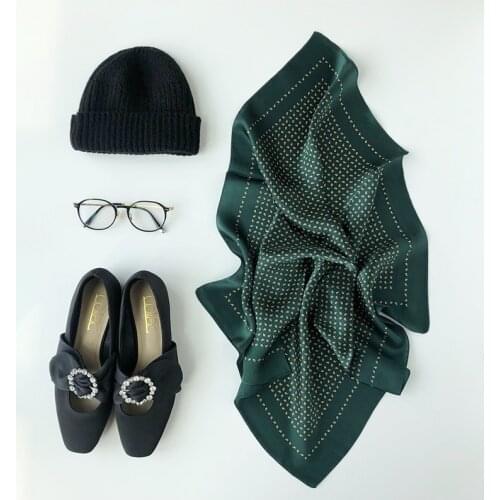 Korean Scarfs New Spring Autumn Thin 100%Small Silk Men Or Womens Scarf 53X53CM Cashew Printing Travel Neck Scarf Bag Scarfs