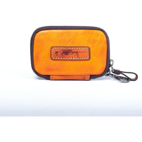 Genuine Leather Small Change Money Bags Pocket Wallets Key Holder Case Mini Functional Pouch Zipper Card Wallet