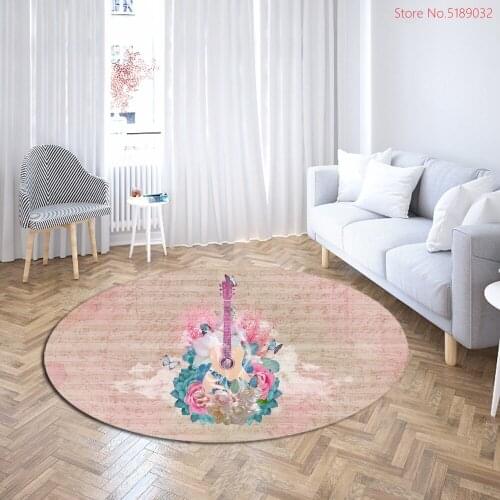 Rugs And Carpets For Home Living Room Guitar Fire Style Pattern Round Rug Large For Bedroom Home Decoration Area Rugs Floor Mats