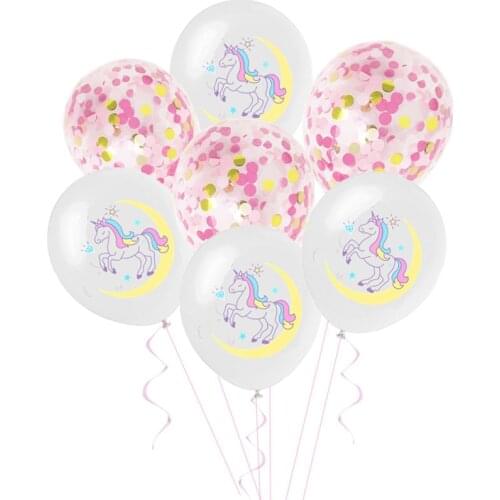 10pcs birthday party unicorn theme latex balloon set romantic wedding colorful rose gold sequins confetti decoration balloons