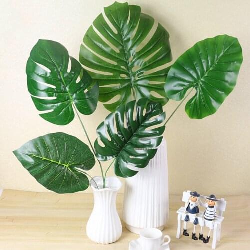 1pc monstera artificial plants plastic tropical palm tree leaves home garden decoration accessories Photography Decorative