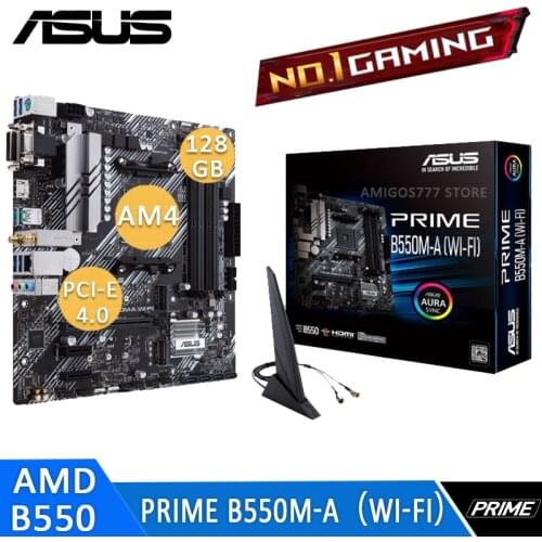 Socket AM4 Asus PRIME B550M-A (WI-FI) Motherboard DDR4 128GB Support 3rd-Gen AMD Ryzen PCI-E 4.0 M.2 SSD AMD B550 Placa-Mãe AM4