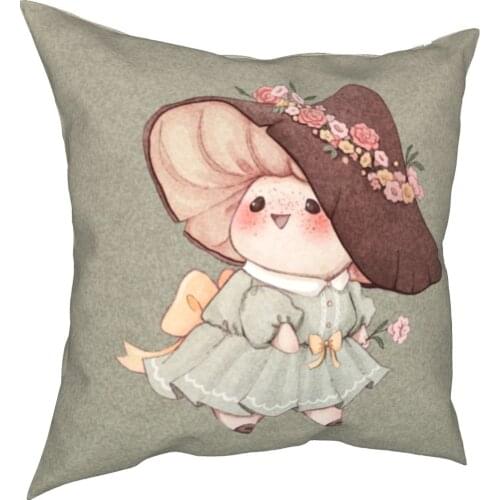 Cute Flower Mushroom Pillowcase Printed Polyester Cushion Cover Decorations Pillow Case Cover Home Square 18"
