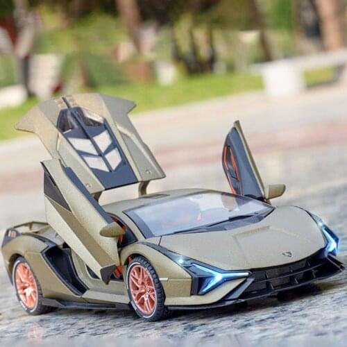 1/24 Sian FKP37 Sports Car Model Toy Alloy Die Cast Sound Light Pull Back Collection Supercar Toys Vehicle For Decoration Gifts