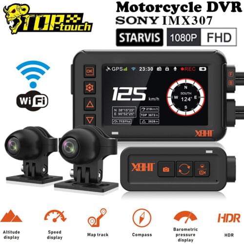 Motorcycle Camera GPS Track Moto Video Recorder Rear View Dash Cam WiFi Control Night Vision Dual 1080P Waterproof Action Camera