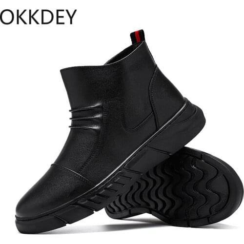 Mens leather boots2020 autumn/winter new mens shoes Chelsea boots mens low gang black side zipper plus velvet to keep warm