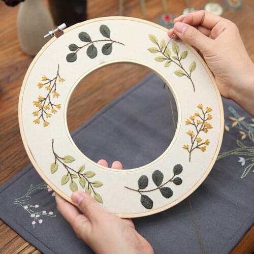 Creative Embroidery DIY Kit with Bamboo Hoop Cross Stitch Kits Needlework Sewing Fabric Set Handcraft Art Decor Wholesale