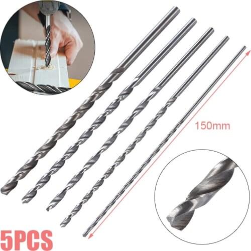 5pc Extra Long HSS Straigth Shank Auger Twist Drill Bits Set 150mm Drilling Bits for Metal Plastic Wood Power Tool 2/3/3.5/4/5mm