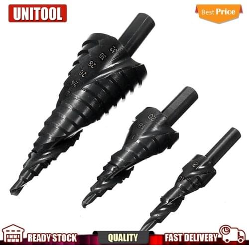 3PCS 4-32MM HSS Cobalt Step Drill Bit Set Nitrogen High Speed Steel Spiral For Metal Cone Triangle Shank Hole Cutter