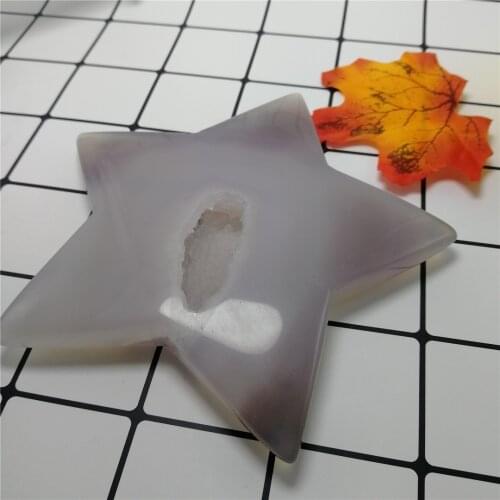 Natural white Agate Geode Slice Quartz Crystal Cluster Minerals Carving Moon Reiki Healing Crystal Home Decoration