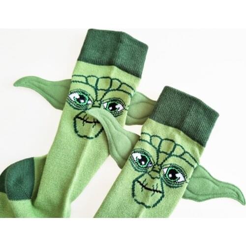 Star Wars Master Master Yoda Ears Cartoon Mens Crew Socks Novelty Funny Party Socks Street Cosplay Creative Comics Stockkings