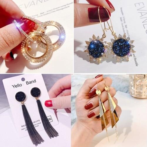 Korea Design Stud Earrings Metal Geometric Irregular Circle Teardrop Simulated Pearl Earrings Party Long Earring