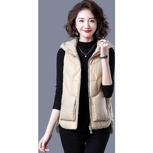 2021 Autumn Winter Women Solid color Loose Vest Stand Collar Vest Cotton Jacket Women Windproof Warm Waistcoat