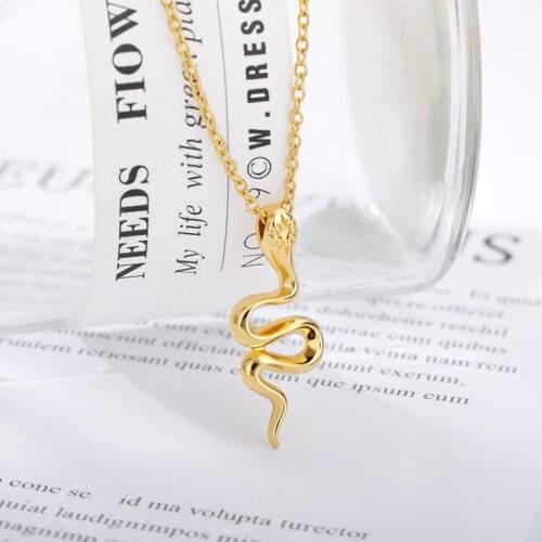 Stainless Steel Snake Necklace 2020 Cute Animal Gold Snake Pendant Necklace For Women Chain Charm Pendant Necklace Jewelry Gift