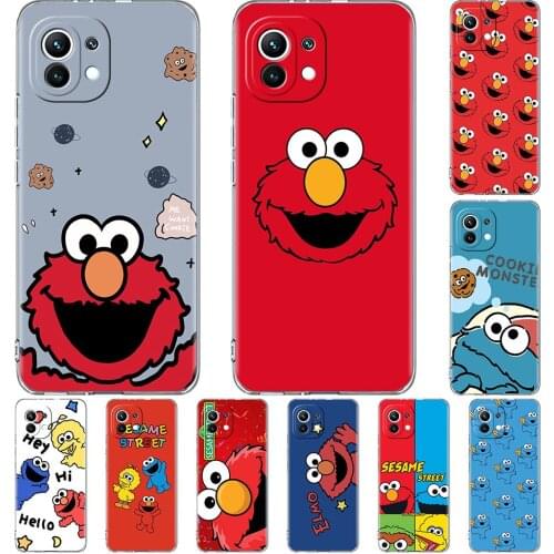 Clear Case for Xiaomi Mi Poco X3 NFC M3 11 10T Lite Phone Soft Cover Note 10 Pro 9T Transparent Celular Capa Sesames Cookie Elmo