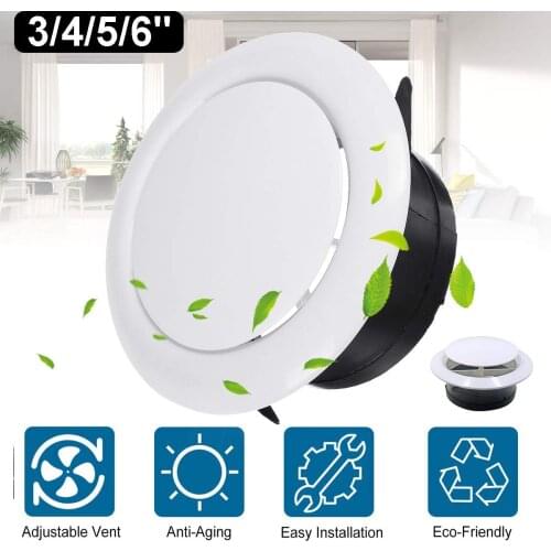 Adjustable air ventilation cover round ducting ceiling wall hole abs air vent grille louver kitchen bath air outlet fresh system