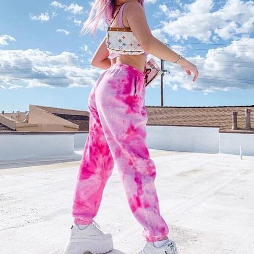 Tie-dye Printed Streetwear Baggy Harem Pants Women y2k Fashion Casual Jogger Trousers High Waist Hip Hop Pants Womens pants