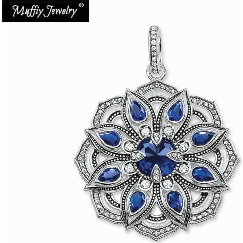 Blue Lotus Flower Pendant,2019 Brand New Europe Style Soul Fashion Good Jewelry For Women, Gift In Pure 925 Sterling Silver