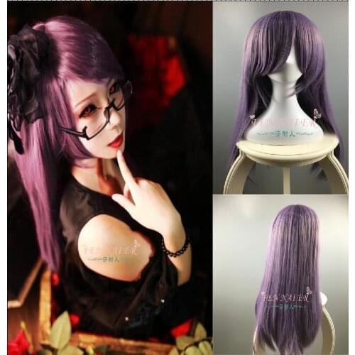 Tokyo Ghoul Cosplay Wig Rize Kamishiro Long Straight Purple Women Japanese Anime Synthetic Hair +Wig Cap