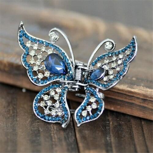 Joyme Brands New Design Fashion Crab Clip Hair Jewelry For Women Rhinestone Crystal Butterfly Hair Claws Vintage Hair Ornaments