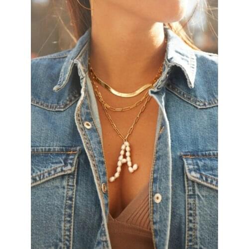 Pearl Necklace English Letter Alphabet Pendant Necklace Goth Choker Chain New Necklace 2021 Anniversary Party Christmas Gifts