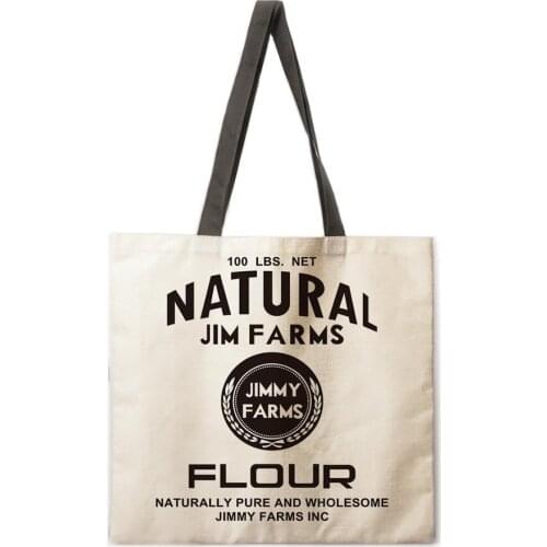 Japanese style beautiful linen shopping bag ladies shoulder bag foldable shopping bag beach tote bag