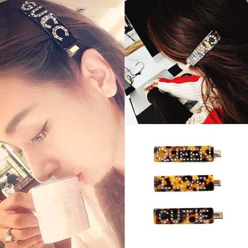 2020 Korean Acrylic Hair Clips for Women Customize Letter Hairgrips Hair Combs Pins Leopard Hair Accessories Clip Barrettes