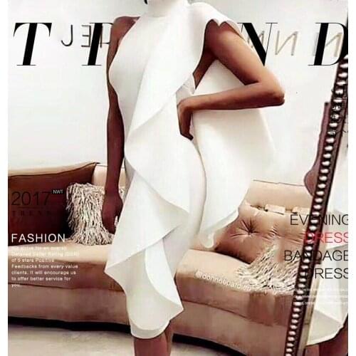 Robe de soiree Sheath Bandage Evening Dresses 2019 Ruffles abiye gece elbisesi Prom Party Gowns Formal Dress Fashion Candy Color