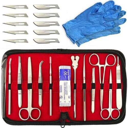 22 Pieces of Suture Tools Stainless Steel Suture Experiment Equipment Tools Probe Scissors Tweezers