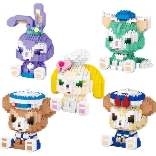 Disney park ShellieMay Duffy bear micro diamond block Disneyland StellaLou rabbit Gelatoni cat Cookie dog brick toy nanobrick