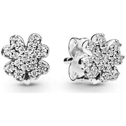 European And American Creative Lucky Four Leaf Clover 925 Sterling Silver Pan Earrings