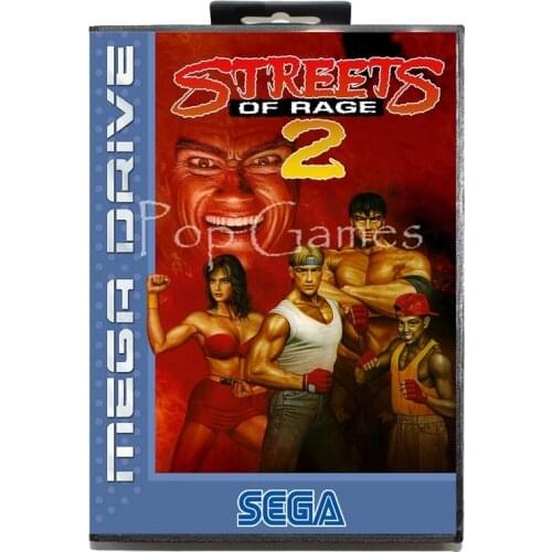 Streets of Rage 2 with Box for 16 bit Sega MD Game Card for Mega Drive for Genesis Video Console