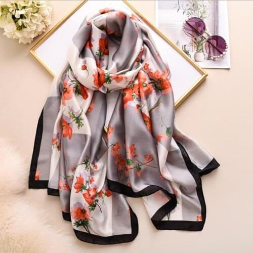 KOI LEAPING new fashion flowers pattern scarves female outside holiday silk scarf beach beach towel long scarf