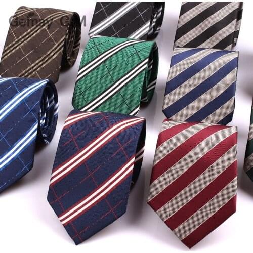 Striped Neck Ties for Mens 7cm Wide Neckties For Men Wedding Suits Polyester Silk Gravatas Business Corbatas Plaid Men Ties