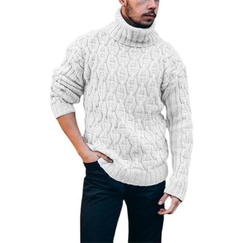 Men Sweater Solid Color Loose Ribbed Thermal Soft Ribbed Male Casual Warm Sweater Winter Knitted Pullovers Autumn Winter