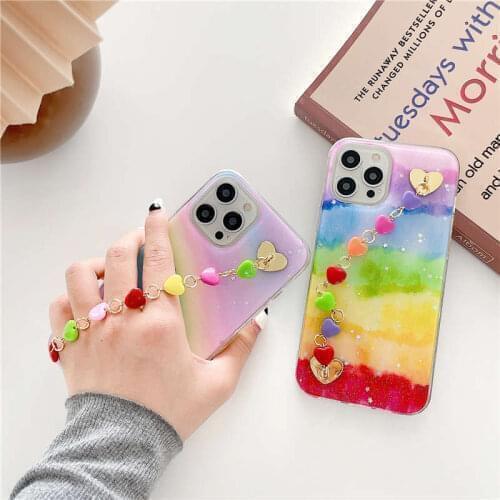 Luxury Love Heart Bracelet Soft Case For Huawei P20 P30 P40 Lite Mate 20 Pro Nova 3i Y6P 2020 Y9 Prime 2019 Honor 10i 8X 9A V20