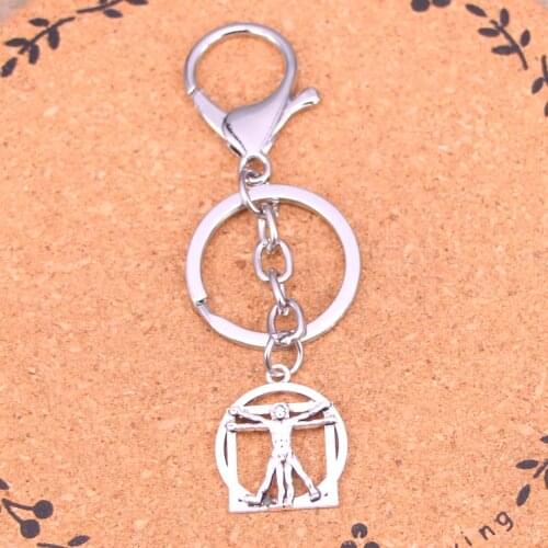 New Fashion Silver Color Alloy Metal Pendant Da Vinci Human Figure Key Chain Key Ring Gift For Car Keychain Accessory