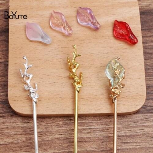 BoYuTe (10 Pieces/Lot) 120*2.5MM Metal Iron Hair Stick Welding 12*35MM Alloy Flower Diy Hair Accessories Wholesale