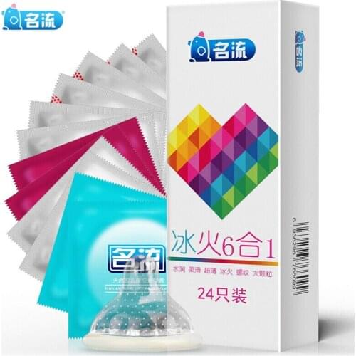 Mingliu Condom G Spot 6 Types Smooth Thread Granule Fire Ice Kondom Penis Sleeve Safe Condoms for Men Adult Sex Toy