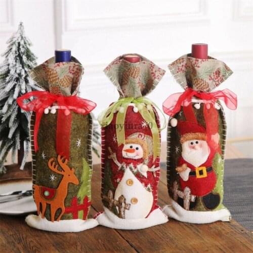 Christmas bottle cover Red Wine Bottle Cover Bags Elk Snowman Santa Claus Christmas Decoration wine bottle bag