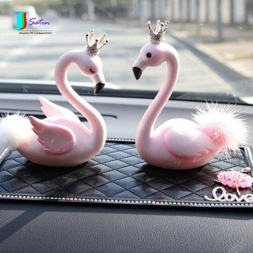Car Decoration Car Ornaments Cute Flamingo Creative Diamond Crown Car Center Console Beautiful Interior Products S197P