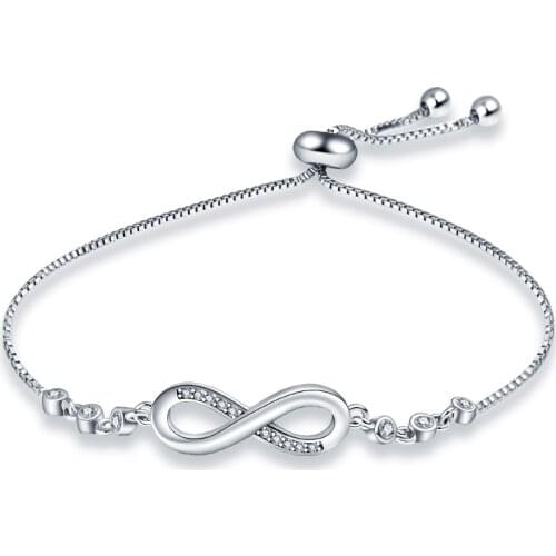PANDACH Authentic 925 Sterling Silver Infinity Adjustable Bracelet For Women Hot Fashion 8 Word Bracelet For Gift CMB81