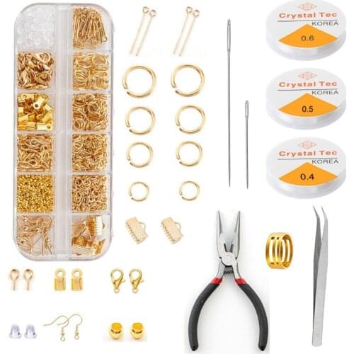 1 Set Jewelry Making Supplies Kit with Crimp Beads Screw Eye Pins Earring Hooks X4YA