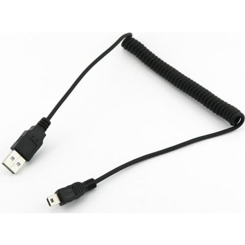 1x USB 2.0 A Male to Mini B 5Pin Male Plug Spiral Coiled Connector Cable Cord Straight/UP/Left/Right Angled 1.5m