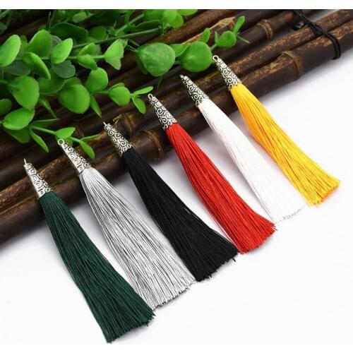 10Pcs/Lot 9.5cm Boho Gypsy Long Silk Tassel Brush for Earrings Necklace Tassel Charm Pendant Fit DIY Jewelry Making Material