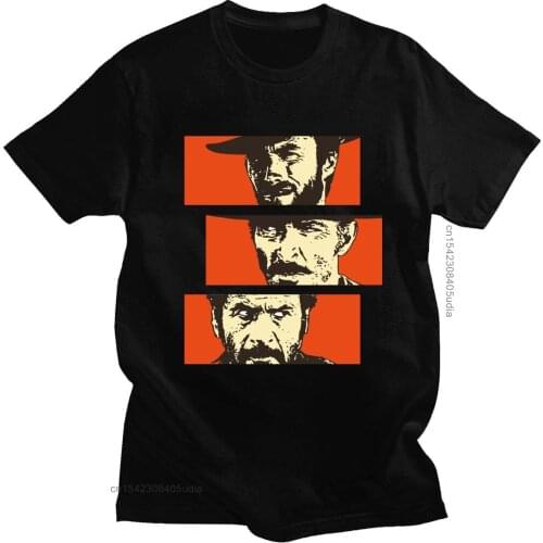 14 Color The Good The Bad And Ugly Blondie Angel Eyes Tuco Cowboy T Shirt Male Quality Il Buono Brutto Cattivo Vintage Tee Shirt
