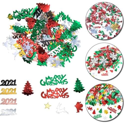 15g Christmas Confetti Xmas Tree Snowflake Snowman Deer Shape Sequins Confetti For Christmas Home Wedding Party Decorations